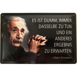 Einstein Spruch: Es ist dumm, immer dasselbe zu tun und ein anderes Ergebnis zu erwarten - Blechschild 30 x 20 cm