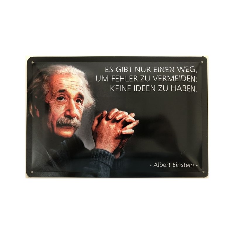 Einstein Spruch: Es gibt nur einen Weg, um Fehler zu vermeiden: kein Ideen zu haben. - Blechschild 30 x 20 cm