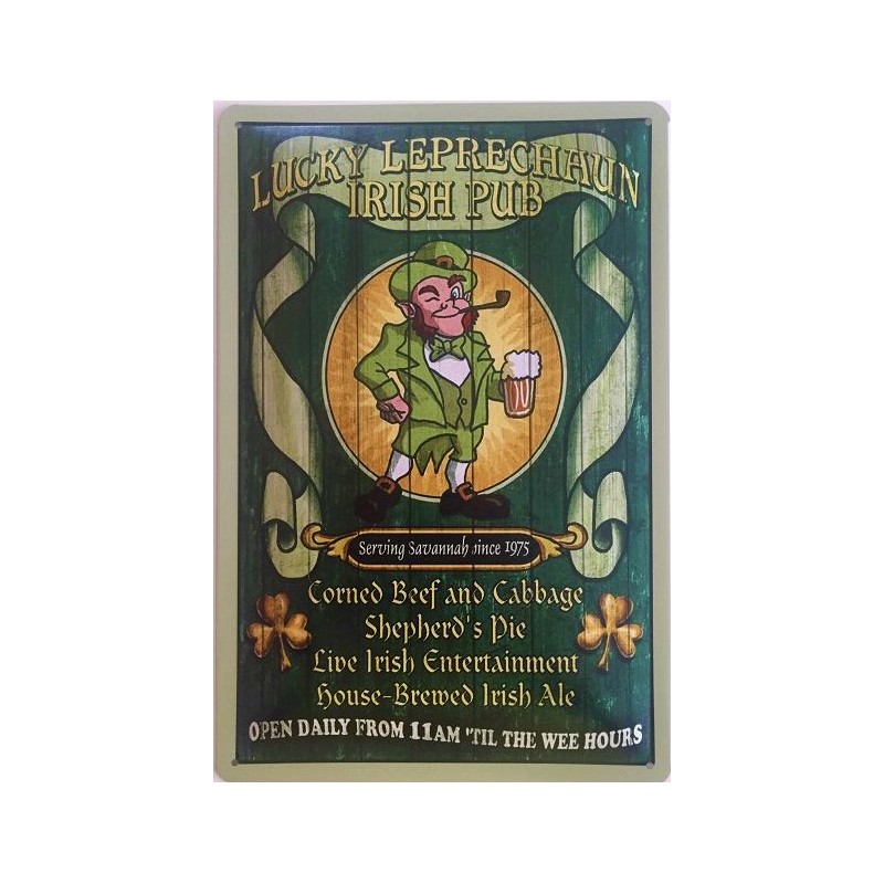Lucky Leprechaun Irish Pub - Blechschild 30 x 20 cm