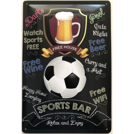 Sports Bar - Fussball - Free House - Relax and Enjoy - Blechschild 30 x 20 cm
