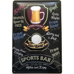 Sports Bar - Golf Classic - Free House - Relax and Enjoy - Blechschild 30 x 20 cm