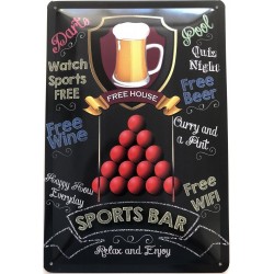 Sports Bar - Snooker - Free House - Relax and Enjoy - Blechschild 30 x 20 cm