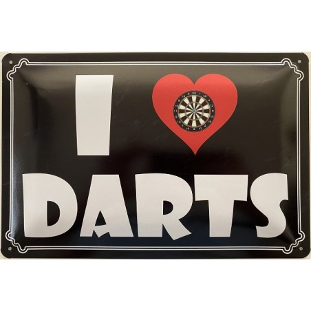 I Love Darts - Blechschild 30 x 20 cm