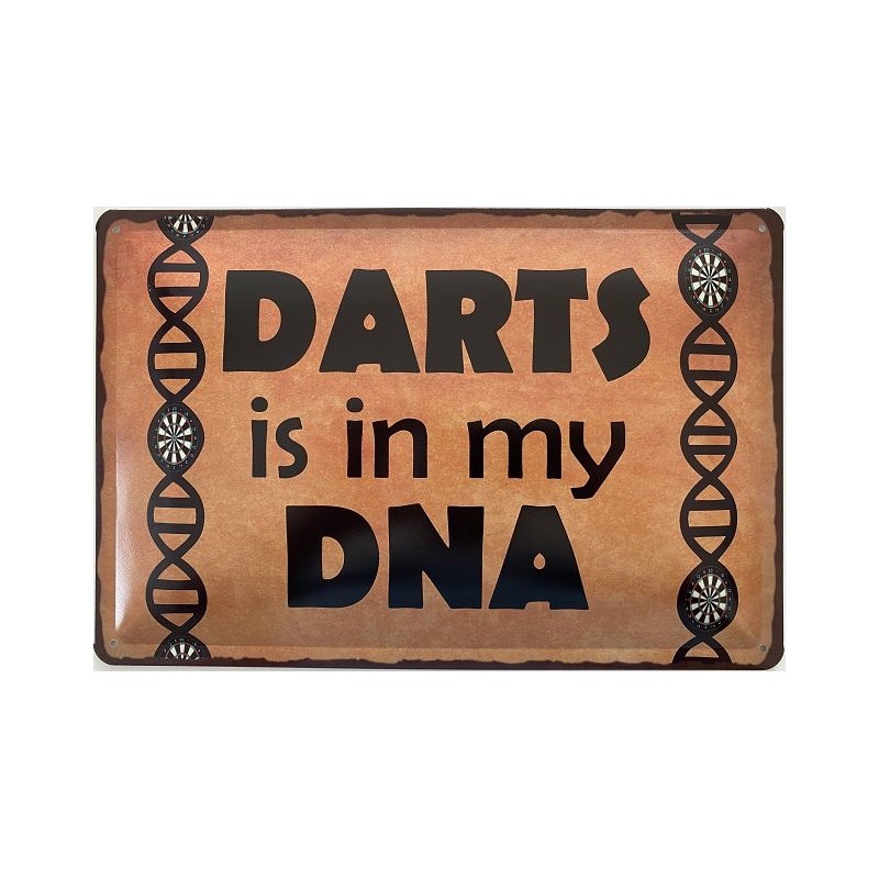 Schild Spruch "Darts is in my DNA" 30 x 20 cm Blechschild 