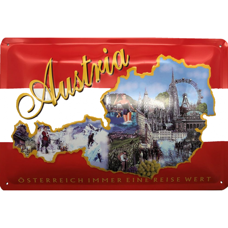 Österreich / Austria Landkarte - Blechschild 30 x 20 cm