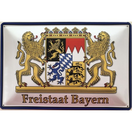 Blechschild 20x30 Mir ren reden boarisch bayerisch Freistaat Bayern Wappen 
