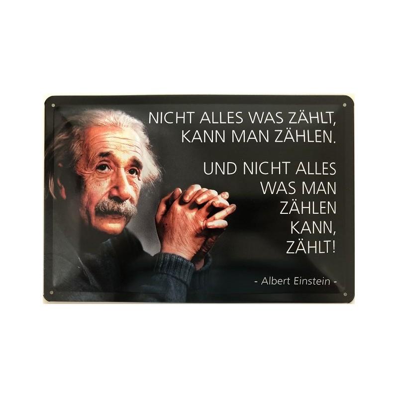 Einstein Spruch: Nicht alles was zählt, kann man zählen, und nicht alles was man zählen kann, zählt - Blechschild 30 x 20 cm