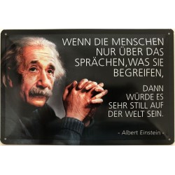 Einstein Spruch: Wenn Menschen nur über das sprächen, was sie begreifen, dann würde - Blechschild 30 x 20 cm