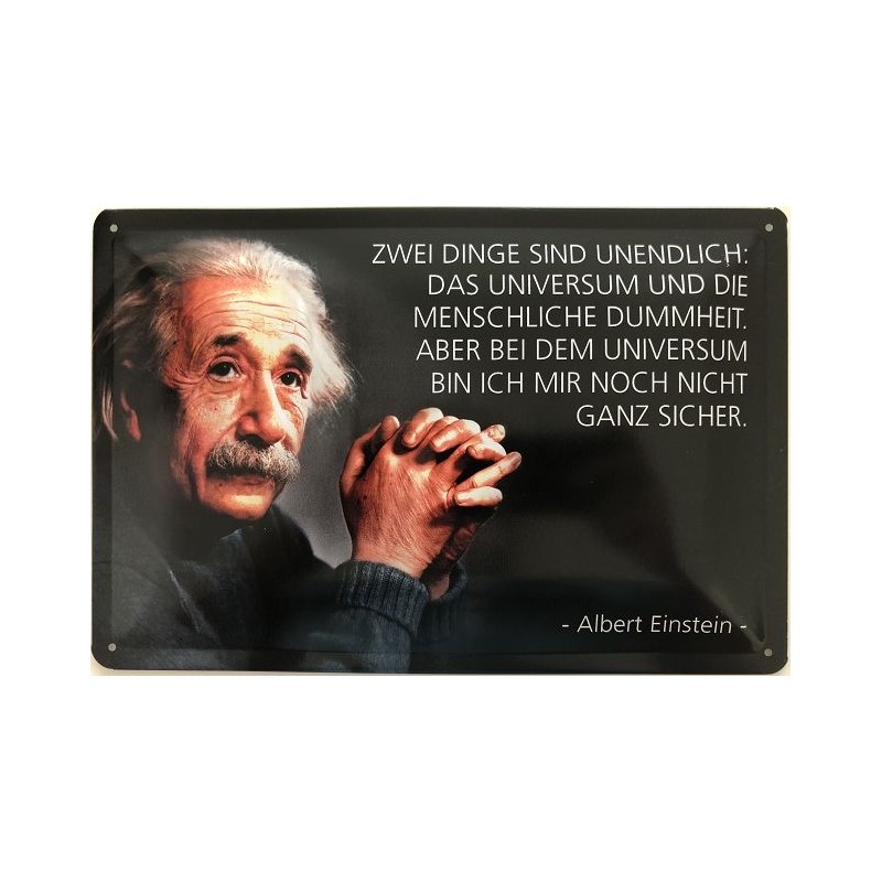 Einstein Spruch: Zwei Dinge sind unendlich - Blechschild 30 x 20 cm