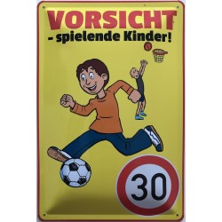 Warnschild: Vorsicht - spielende Kinder - 30 km - Blechschild 30 x 20 cm