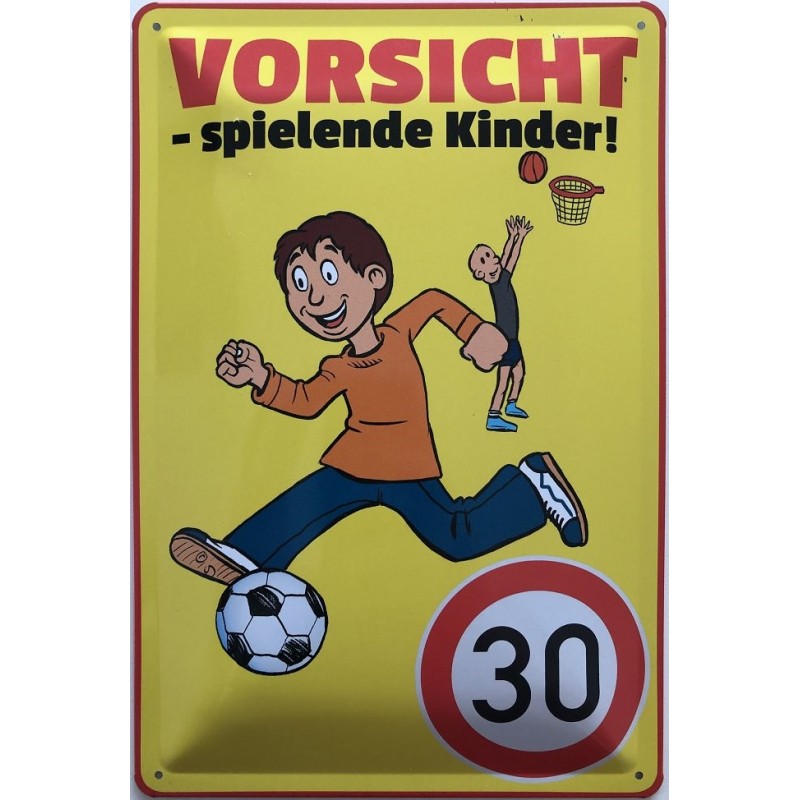 Warnschild: Vorsicht - spielende Kinder - 30 km - Blechschild 30 x 20 cm