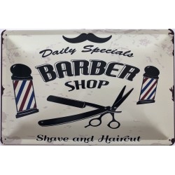 Daily spezials Barber Shop - Save and Haircut - Blechschild 30 x 20 cm