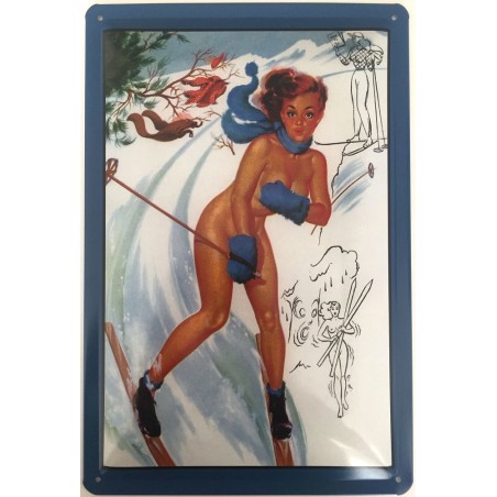 Pin Up Girl - Ski Opps - Blechschild 30 x 20 cm
