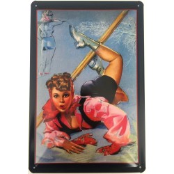 Pin Up Girl - Ski Unfall - Blechschild 30 x 20 cm