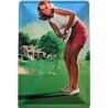 Pin Up Girl beim Golf spielen - Blechschild 30 x 20 cm