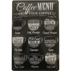 Coffee Menu - Know your Coffee - Blechschild 30 x 20 cm
