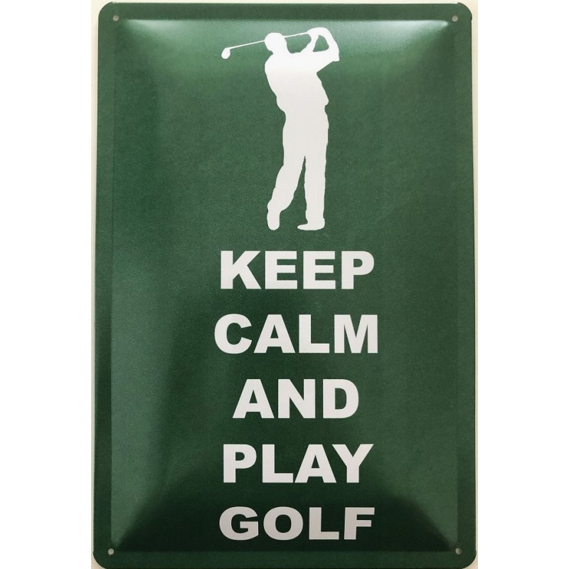 Keep Clam and Play Golf - Blechschild 30 x 20 cm