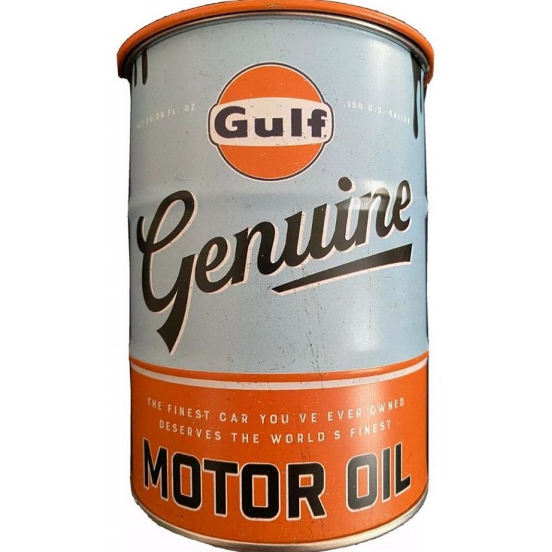 Gulf Geniuse Motor Oil Spardose im Ölfass Design