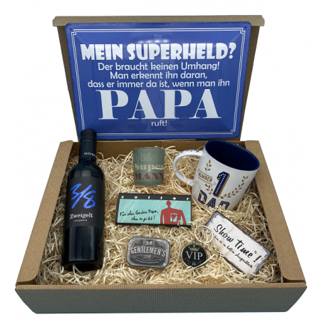 Mein Superheld Papa - Wein - Geschenkbox Large