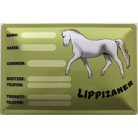 Pferdestall Schild: Lippizaner - Blechschild 30 x 20 cm
