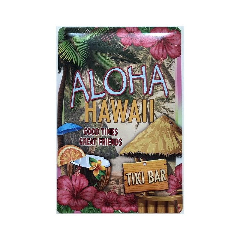 Aloha Hawaii - Tiki Bar - Blechschild 30 x 20 cm