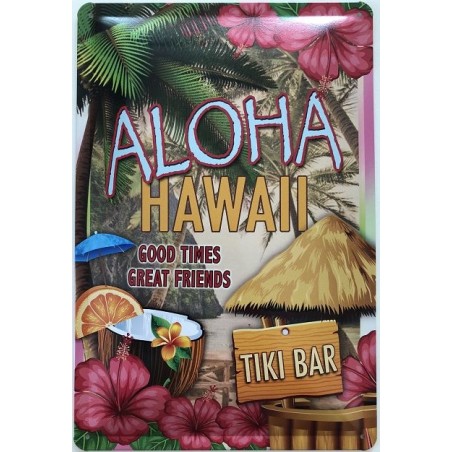 Aloha Hawaii - Tiki Bar - Blechschild 30 x 20 cm