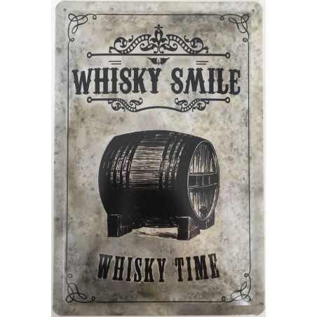 Whisky Smile - Whisky Time - Blechschild 30 x 20 cm