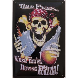 Grindstore Targa In Metallo "Time Flies When You're Having Rum" - 30,5x40,7 Cm, Multicolore, Arredo Originale - 2