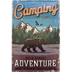 Summer Camping Time - Wild Forest Adventure - Blechschild 30 x 20 cm