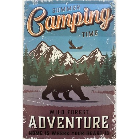 Summer Camping Time - Wild Forest Adventure - Blechschild 30 x 20 cm