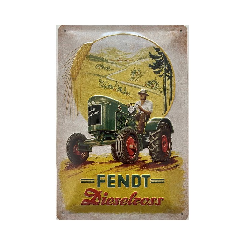 Dieselross Fendt Blechschild Traktor Oldtimer Geschenk Weihnachten Papa Trecker 