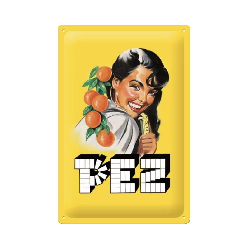 Pez Orange Vintage Werbeschild - Blechschild 30 x 20 cm
