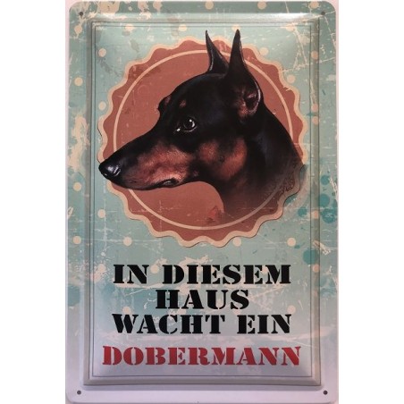 Warnschild Vorsicht Schwarzer Dobermann – Aluminiumschild Wetterfest 20x30 Cm