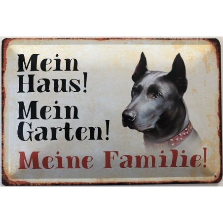 Blechschild „Mein Haus! Meine Familie!“ Mit Bulldoggen-Motiv – Wanddeko Aus Metall, 20x30 Cm | Made In Germany