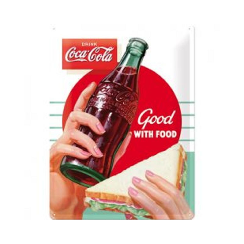 Coca Cola - Good with Food - Blechschild 40 x 30 cm