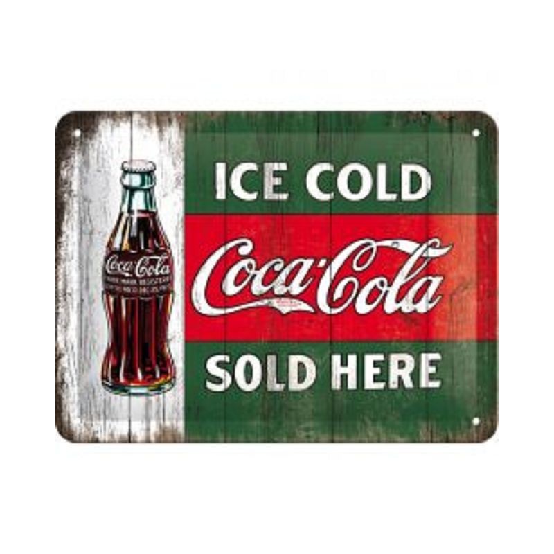 Coca Cola - ICE Cold - Sold Here - Blechschild 20 x 15 cm