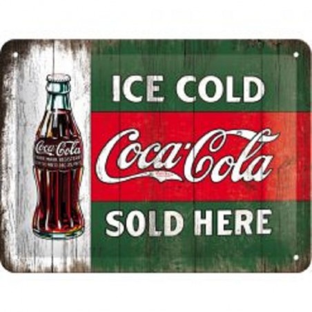 Coca Cola - ICE Cold - Sold Here - Blechschild 20 x 15 cm