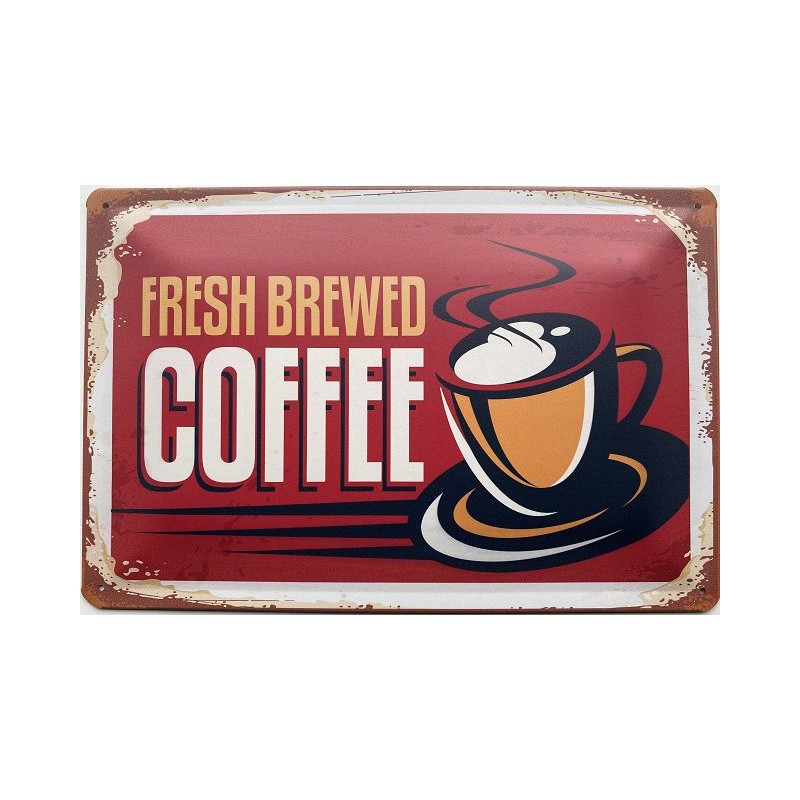Fresh Brewed Coffee Kaffee Blechschild Schild gewölbt Metal Tin Sign 20 x 30 cm 
