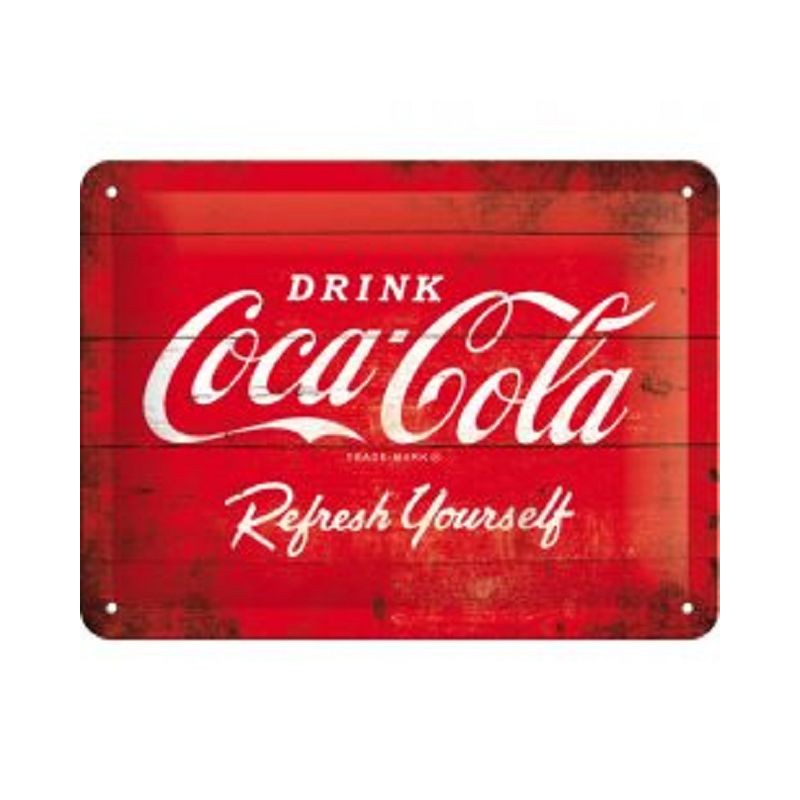 Coca Cola - Refresh Yourself - Red Logo - Blechschild 20 x 15 cm