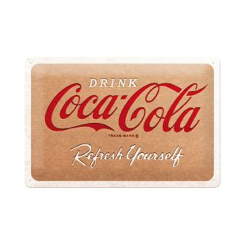 Coca Cola - Carboard Logo - Refresh Yourself - Blechschild 30 x 20 cm