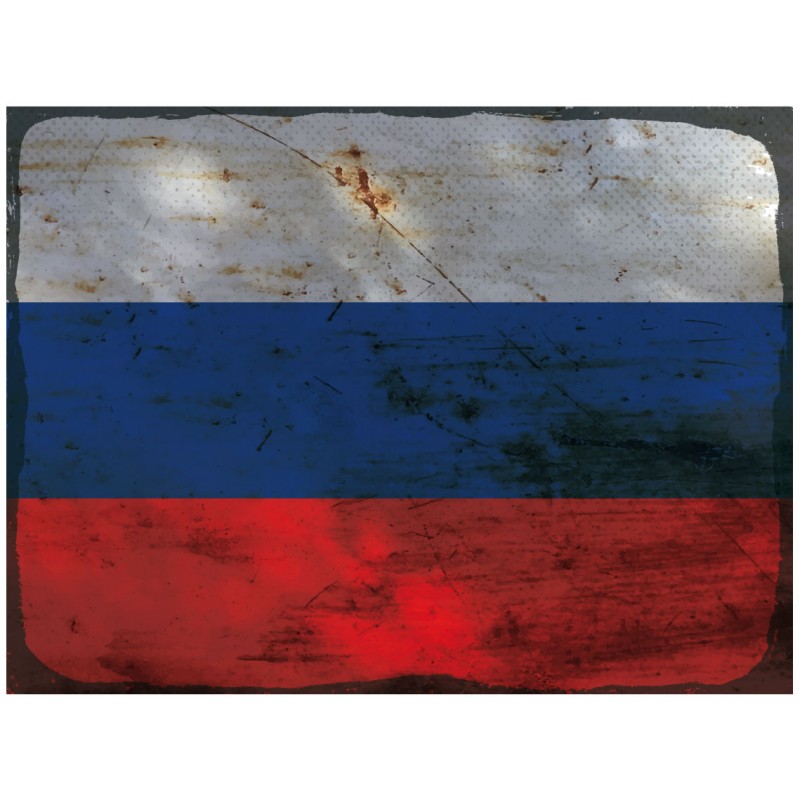National Flagge im Vintage Design Russland Flag of Russia - Blechschild 30  x 20 cm