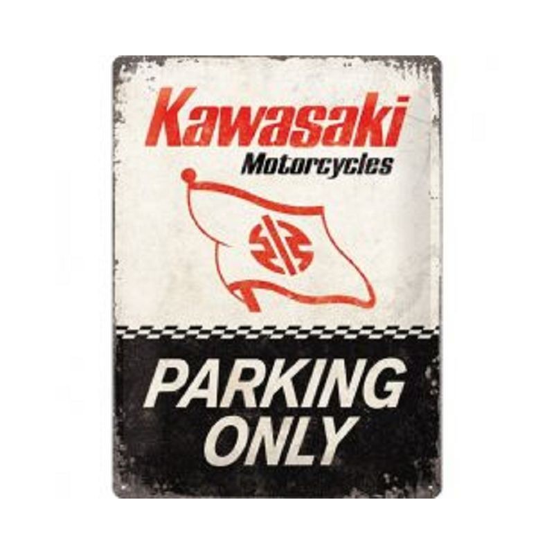 Kawasaki Motorcycles - Parking Only - Blechschild 40 x 30 cm