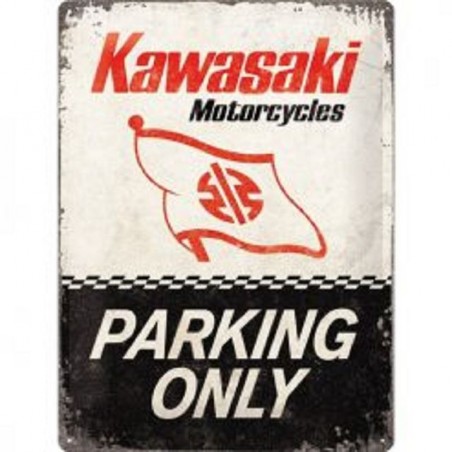 Kawasaki Motorcycles - Parking Only - Blechschild 40 x 30 cm