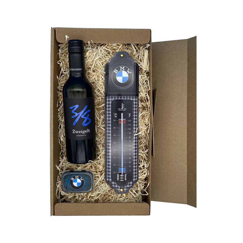 BMW - Wein - Thermomter black - Geschenkbox Small
