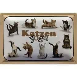 Katzen Yoga! - Blechschild 30 x 20 cm