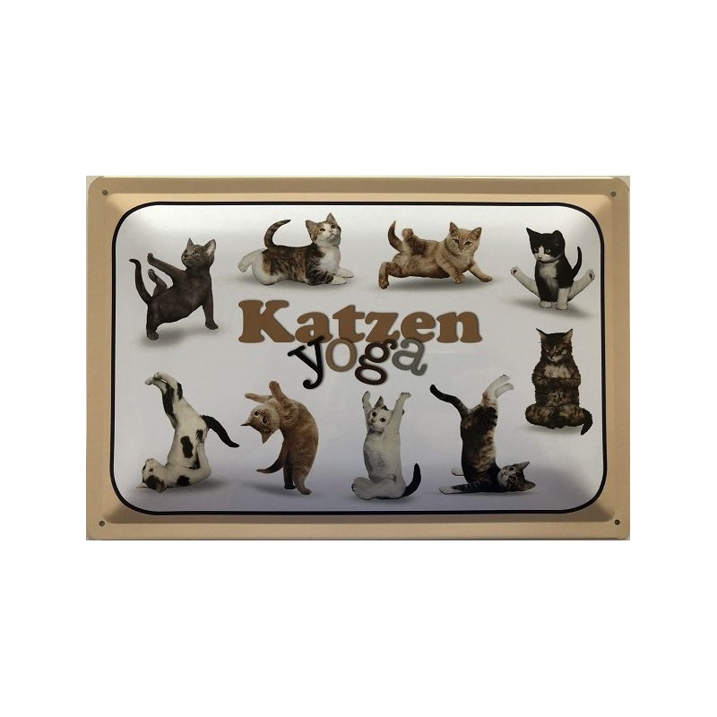 Katzen Yoga! - Blechschild 30 x 20 cm