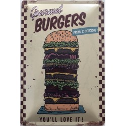Gourmet Burgers - Fresh & Delicious - Blechschild 30 x 20 cm
