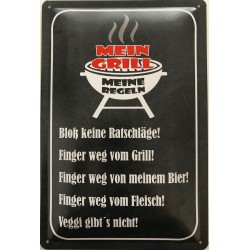 BBQ - Mein Grill - Meine Gestze - Blechschild 30 x 20 cm
