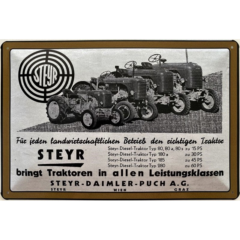 Steyr Traktoren in allen Leistungsklassen - Blechschild 30 x 20 cm
