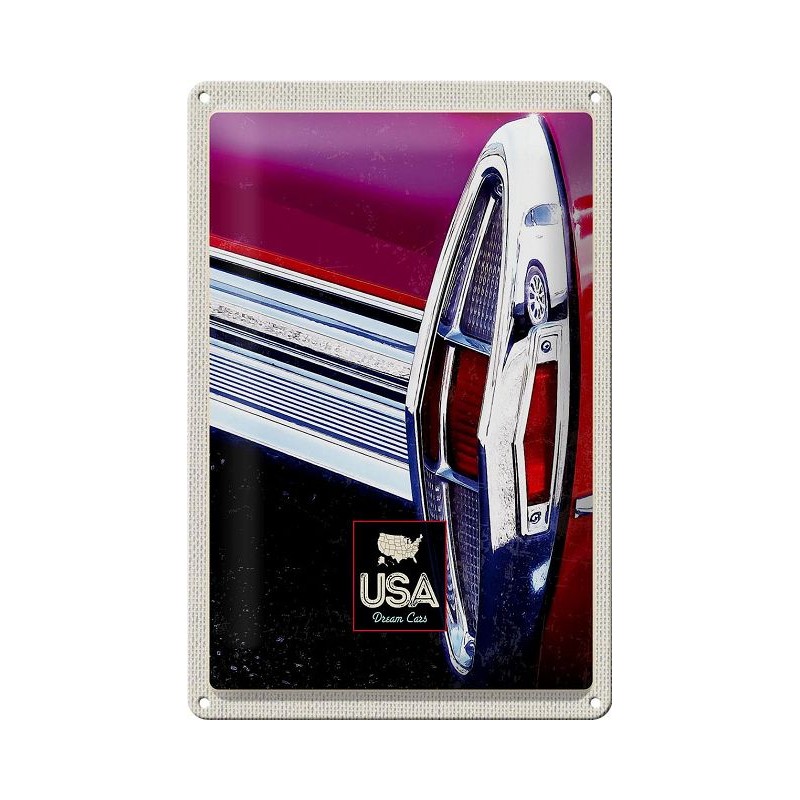 USA Dream Cars Motiv: Oldtimer Pink Rücklicht - Blechschild 30 x 20 cm